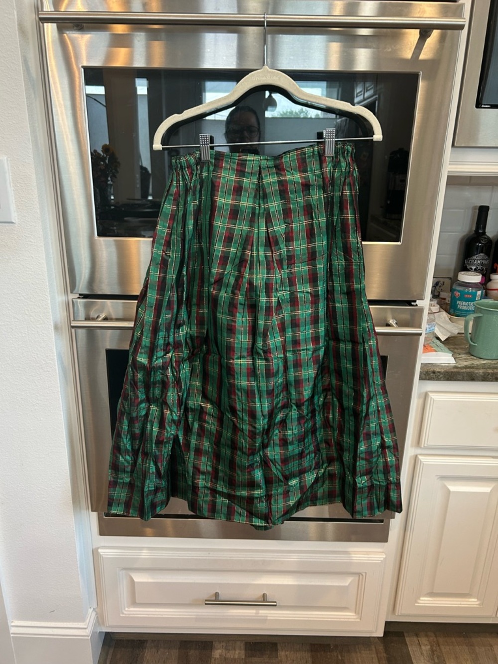 Handmade Plaid  Christmas Maxi Skirt with Elastic Waist no size tag xl? GUC